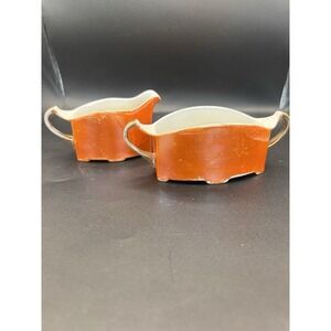 Vintage Meito Sugar & Creamer Set Lusterware Hand Painted Orange